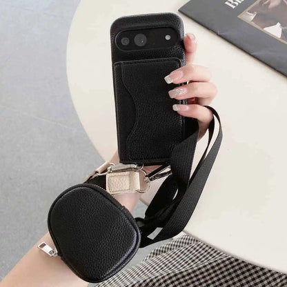 Black Detachable mini pouch detail for Google Pixel crossbody phone case