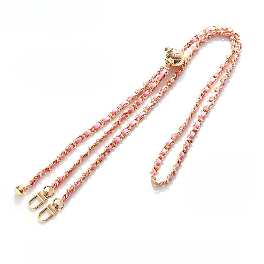 pink crossbody phone strap on a white background