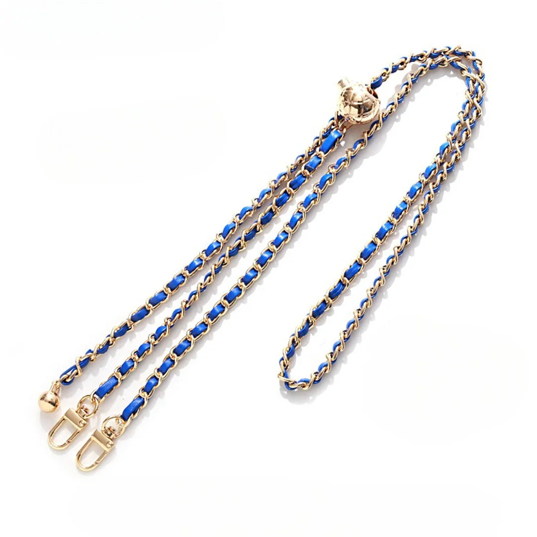 blue phone crossbody phone strap chain on a white background