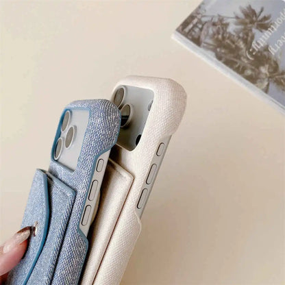 Blue and white denim wallet phone cases