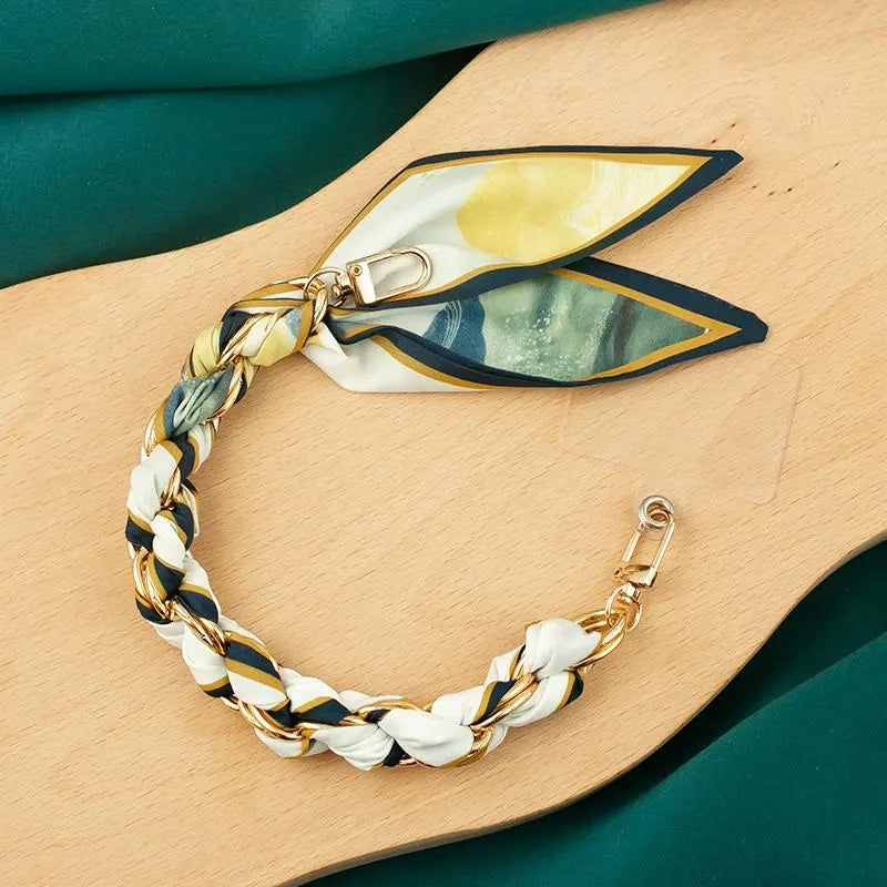 green waves scalf chain wristlet