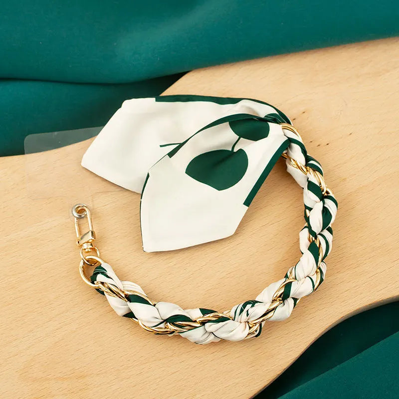 green dots scalf chain wristlet
