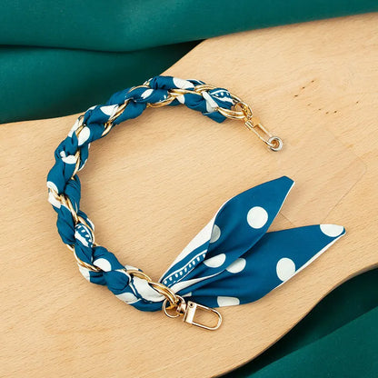 blue dots scalf chain wristlet