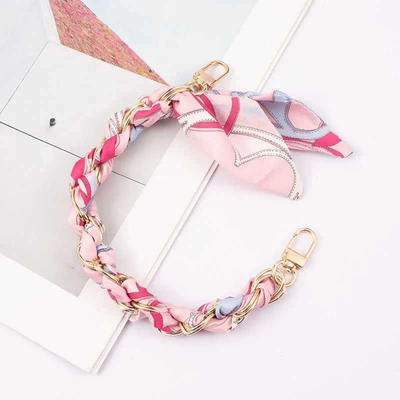 pink scalf chain wristlet