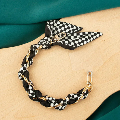 checkerboard scalf chain wristlet