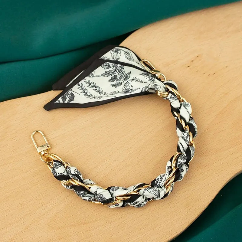 black plants scalf chain wristlet