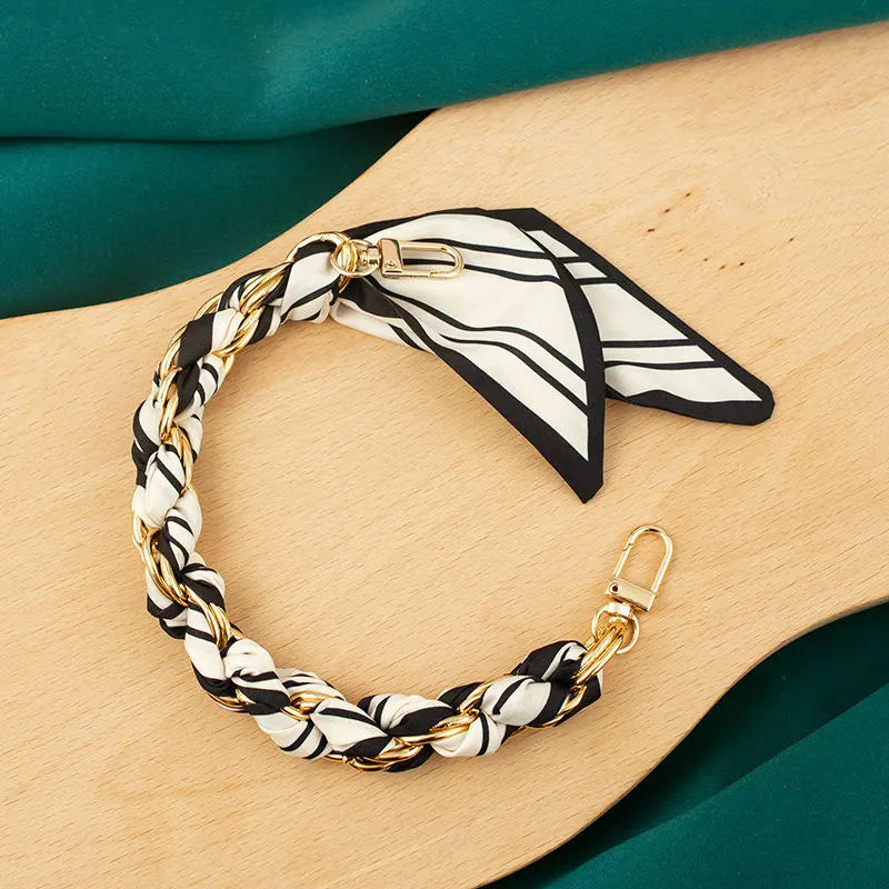 black stripes scalf chain wristlet