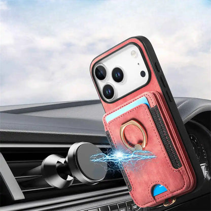 magnetic iPhone case with card holder and ring