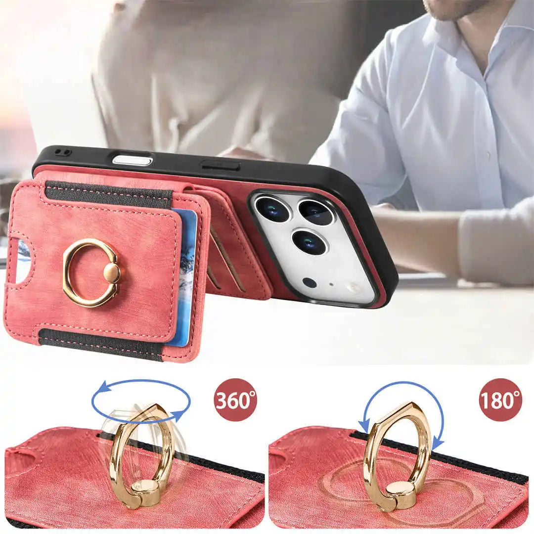 iPhone wallet case with ring and stand