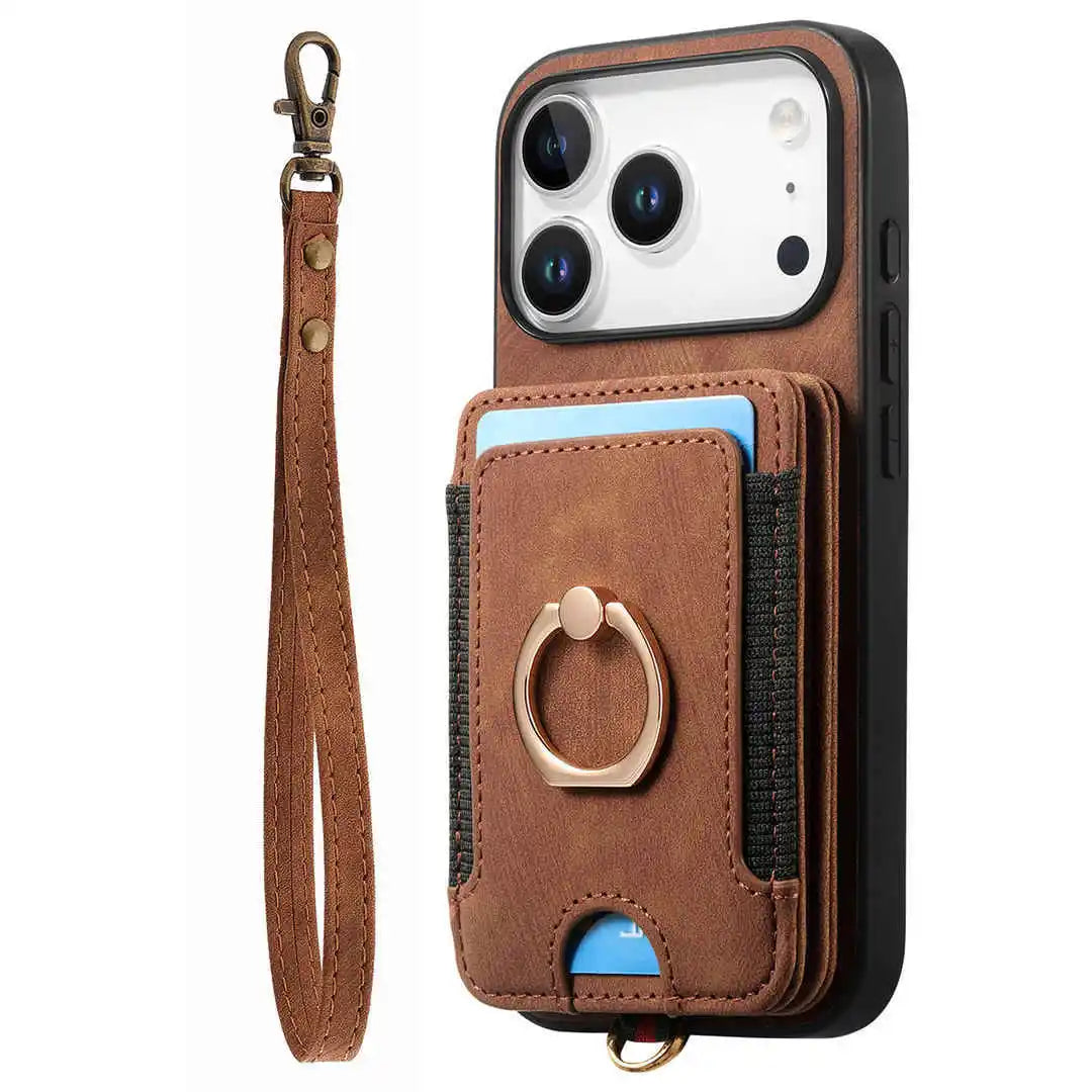 brown leather iPhone wallet case