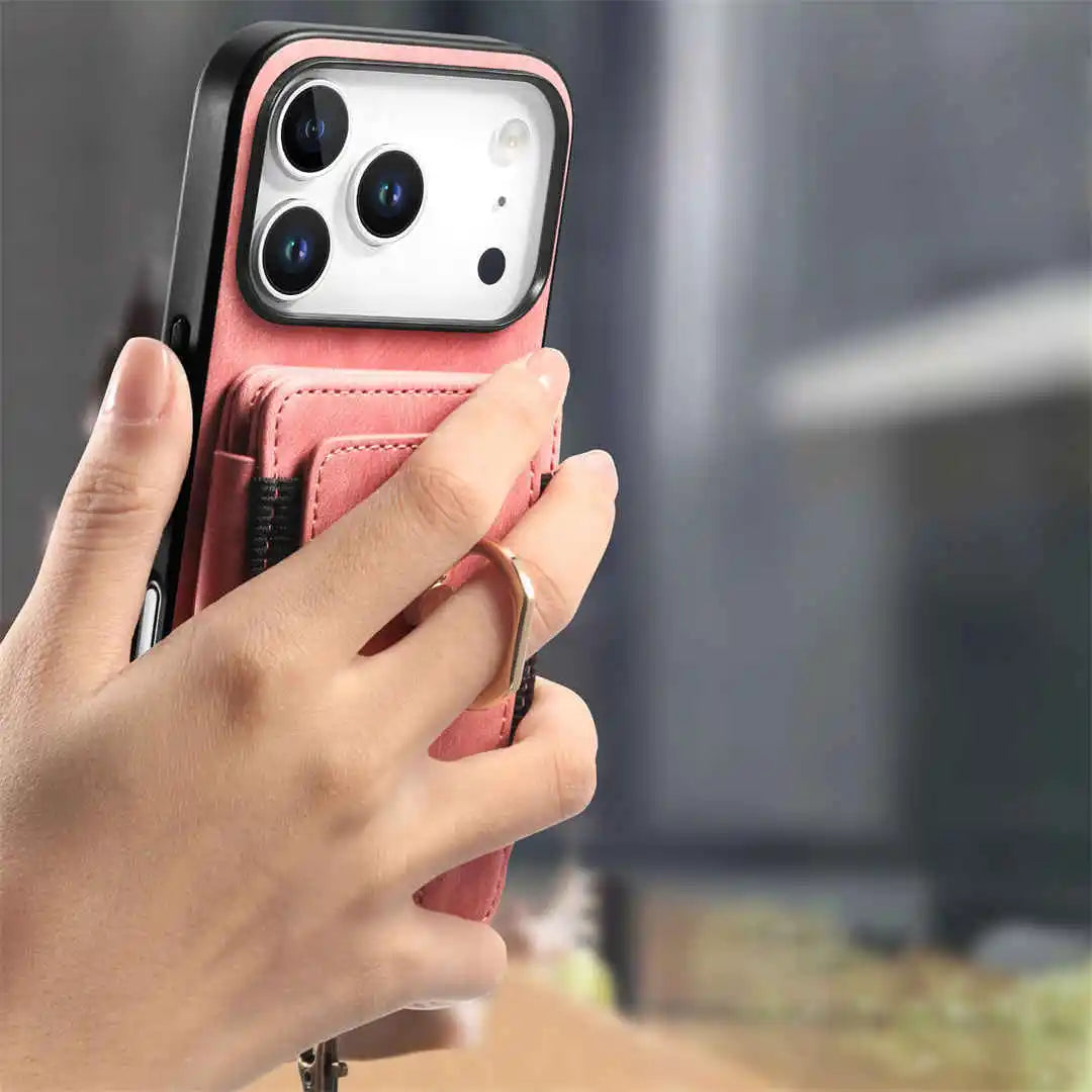 iPhone wallet case with ring holder