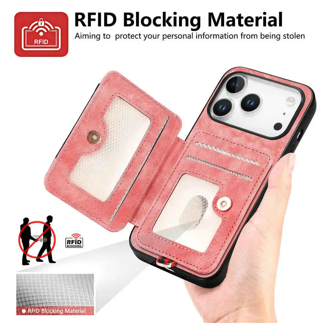 RFID blocking iPhone wallet case