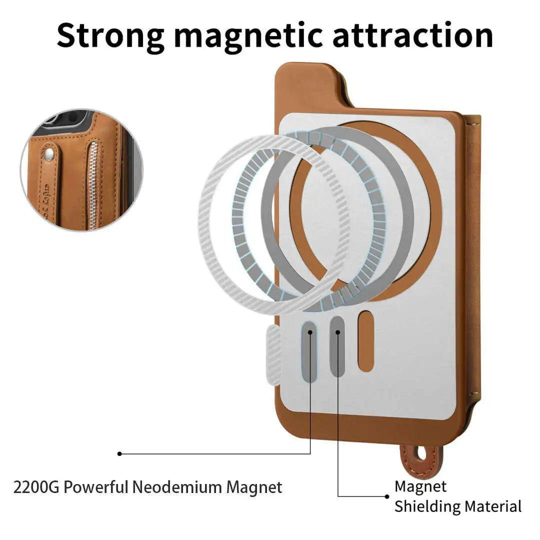 Product with strong magnetic attraction feature, showing a magnet and shielding material.