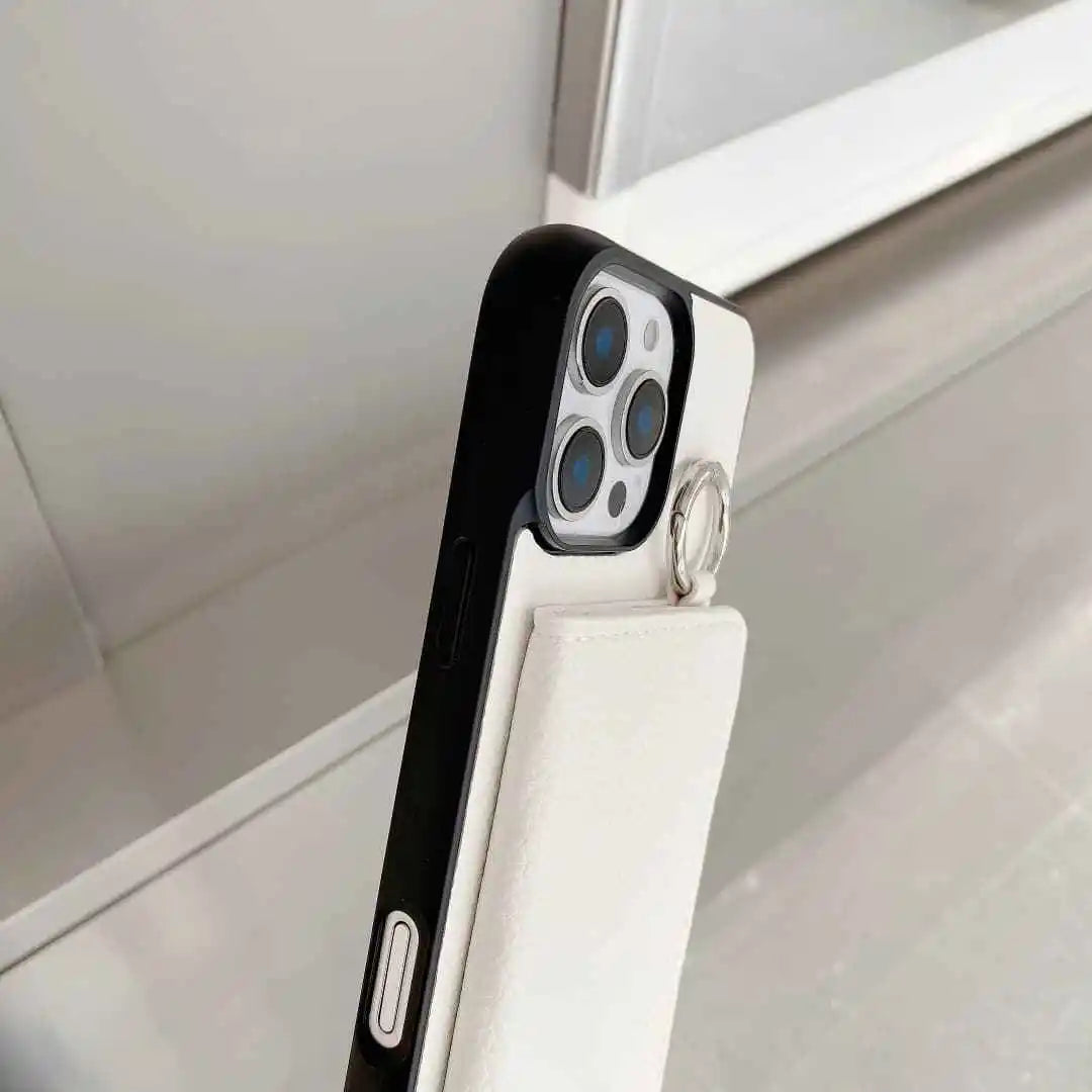 Phone case with a unique design on a reflective surface