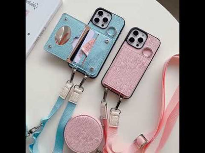 Pebble leather crossbody wallet phone case
