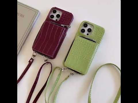 croc skin zipper crossbody wallet phone case